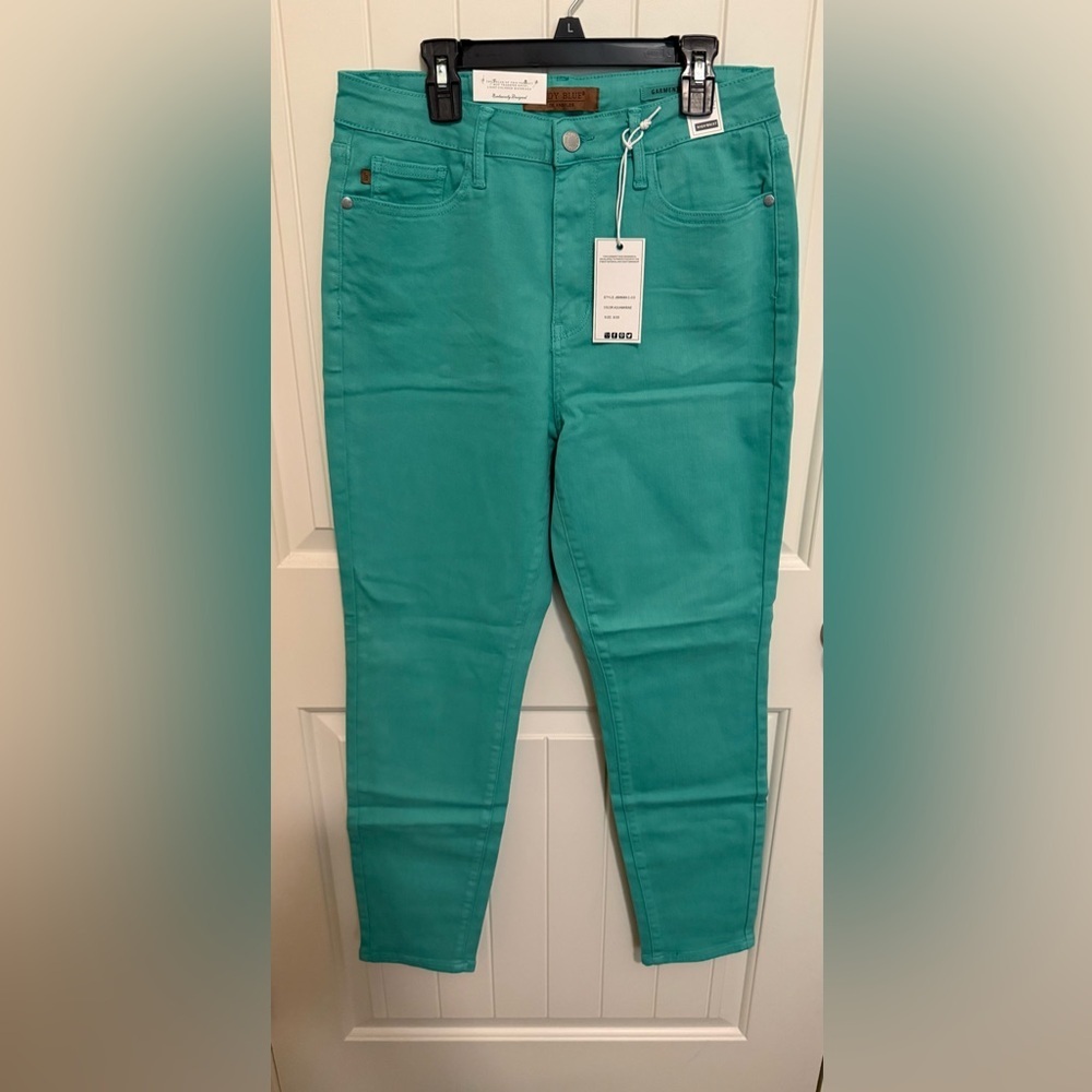 Judy Blue Aquamarine Ankle Cropped Jeans Stretch Denim Size 9